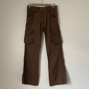 Y2K Cargo Pants Women M Brown Utility Pocket Low Rise Grunge Streetwear Gorpcore